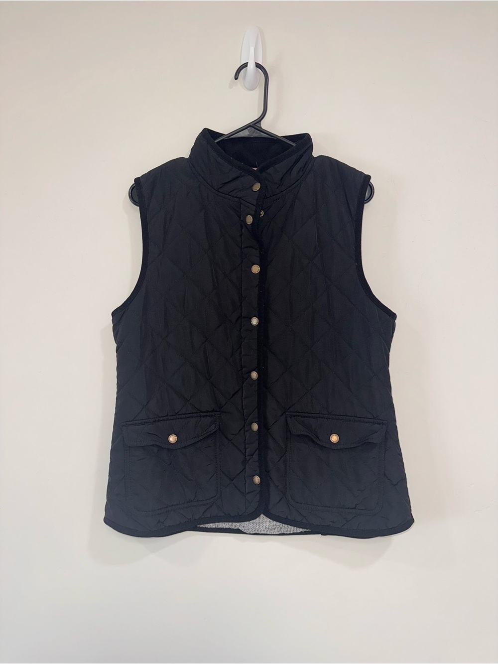 Black Quilted Snap-Front Vest